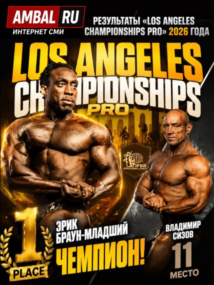 Эрик Браун-младший стал чемпионом "Los Angeles Championships Pro"-2026, а Владимир Сизов занял одиннадцатое место