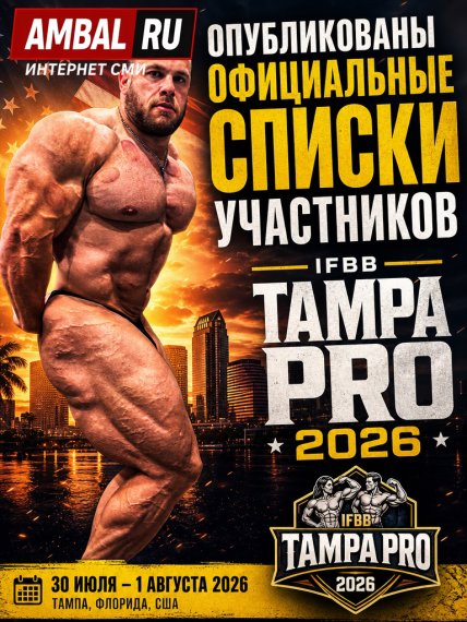 Опубликованы официальные списки участников IFBB "Tampa Pro" 2026 года